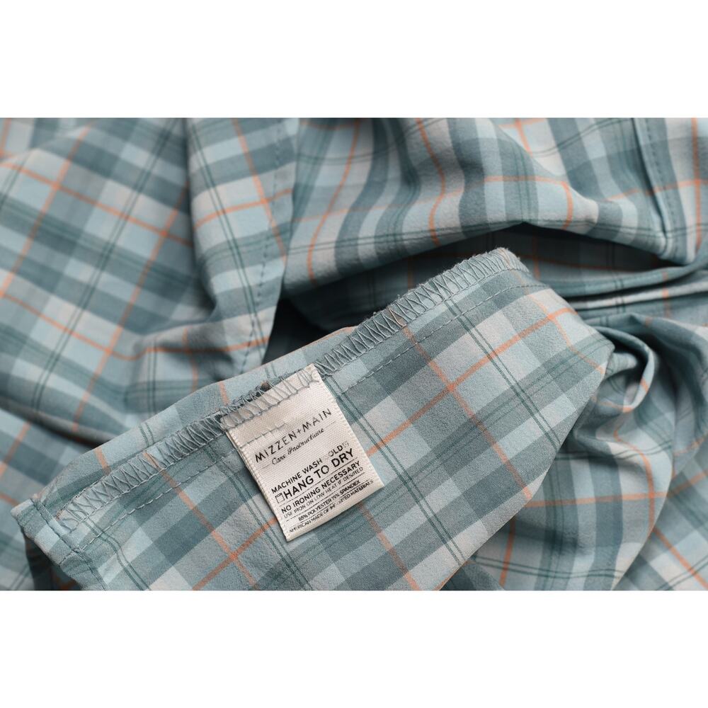 Mizzen+Main Men's Blue Plaid Button-Down Shirt Regular Size M Short Sleeve - Picture 2 of 8